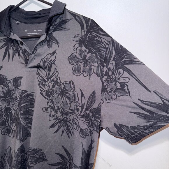Under Armour Mens Playoff Polo Shirt Floral Print Black & Gray Size L - Picture 3 of 5